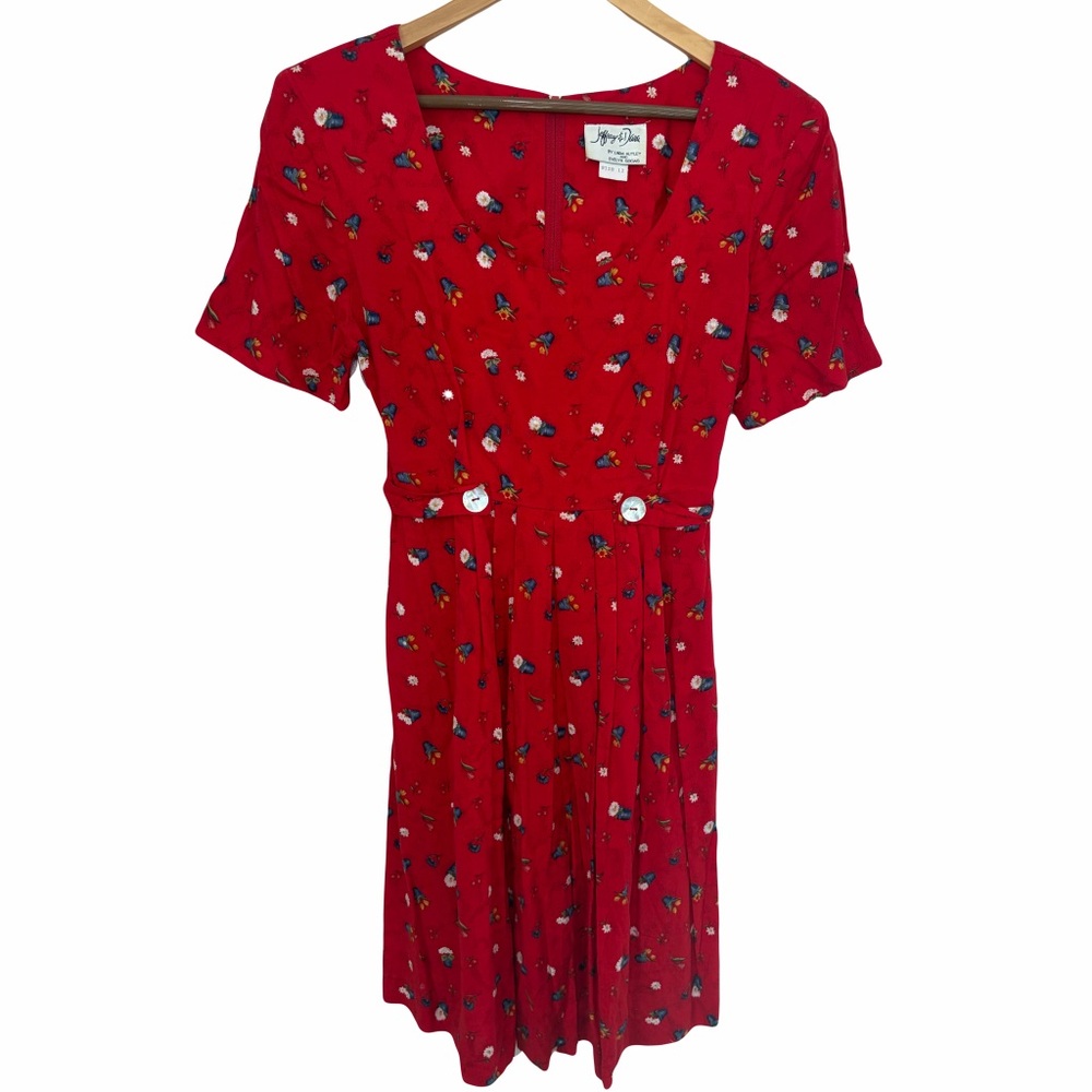 Jeffrey & Dara By Linda Hutley Vintage 80s Red Floral Playsuit Romper Size 12